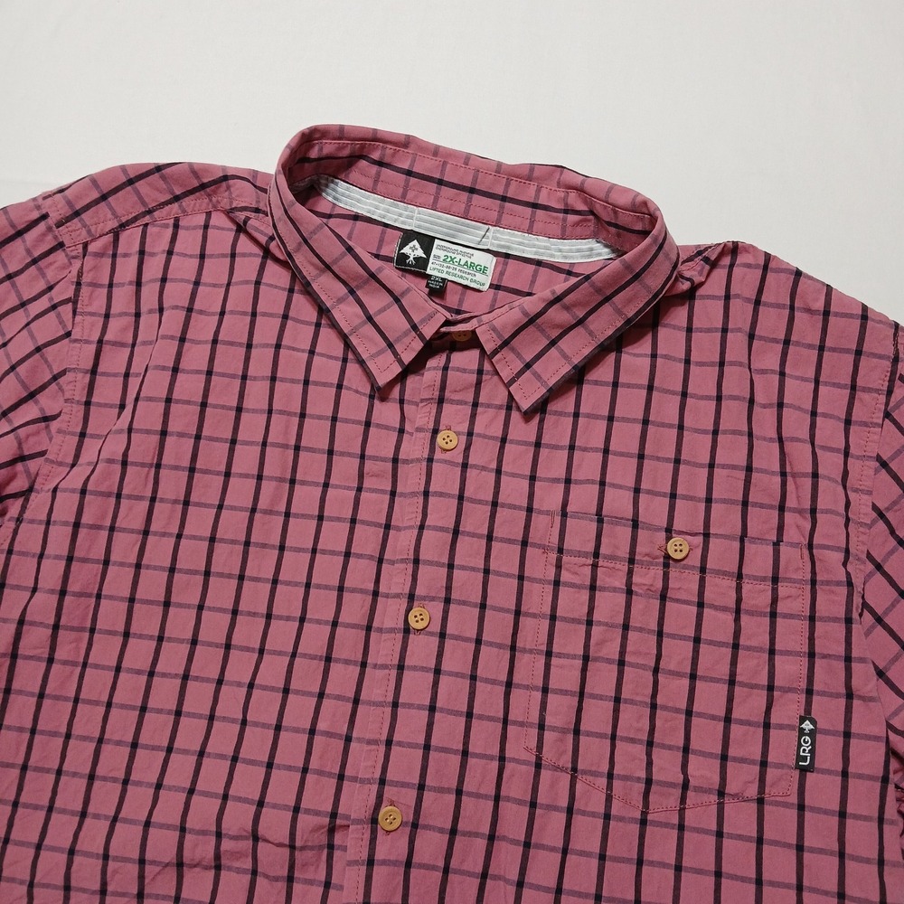 Lifted Research Group Men's Short Sleeve Plaid‎ Button Shirt Size 2XL